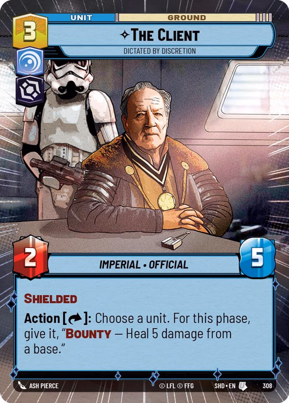 The Client - Dictated by Discretion SHD-308 Hyperspace Star Wars Unlimited card
