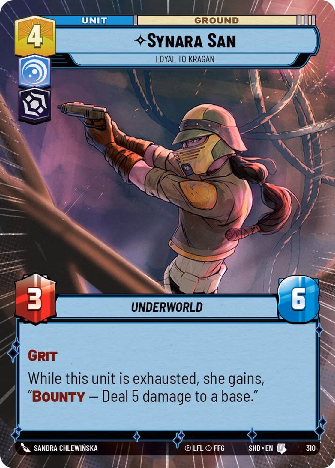 Synara San - Loyal to Kragan SHD-310 Hyperspace Star Wars Unlimited card