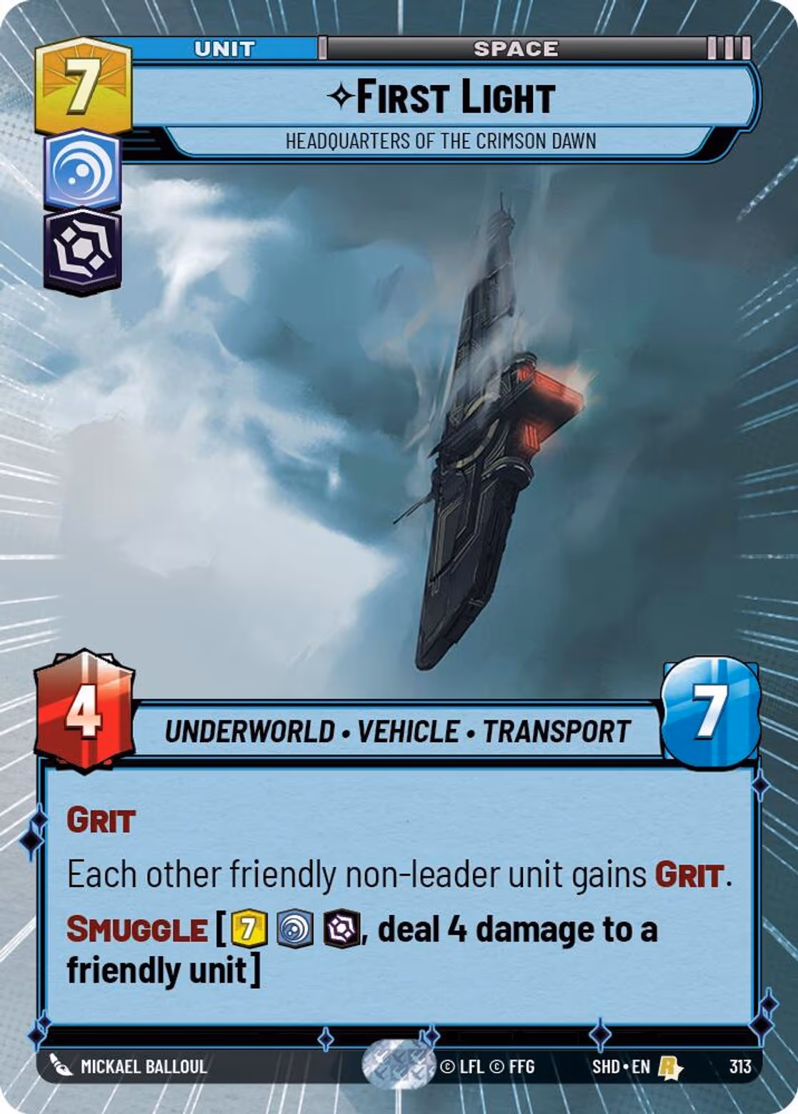 First Light - Headquarters of the Crimson Dawn SHD-313 Hyperspace Star Wars Unlimited card