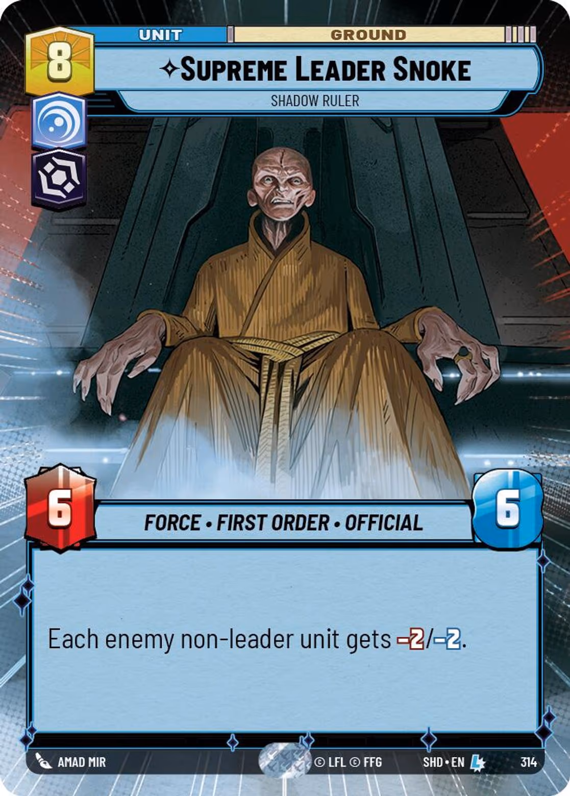 Supreme Leader Snoke - Shadow Ruler SHD-314 Hyperspace Star Wars Unlimited card