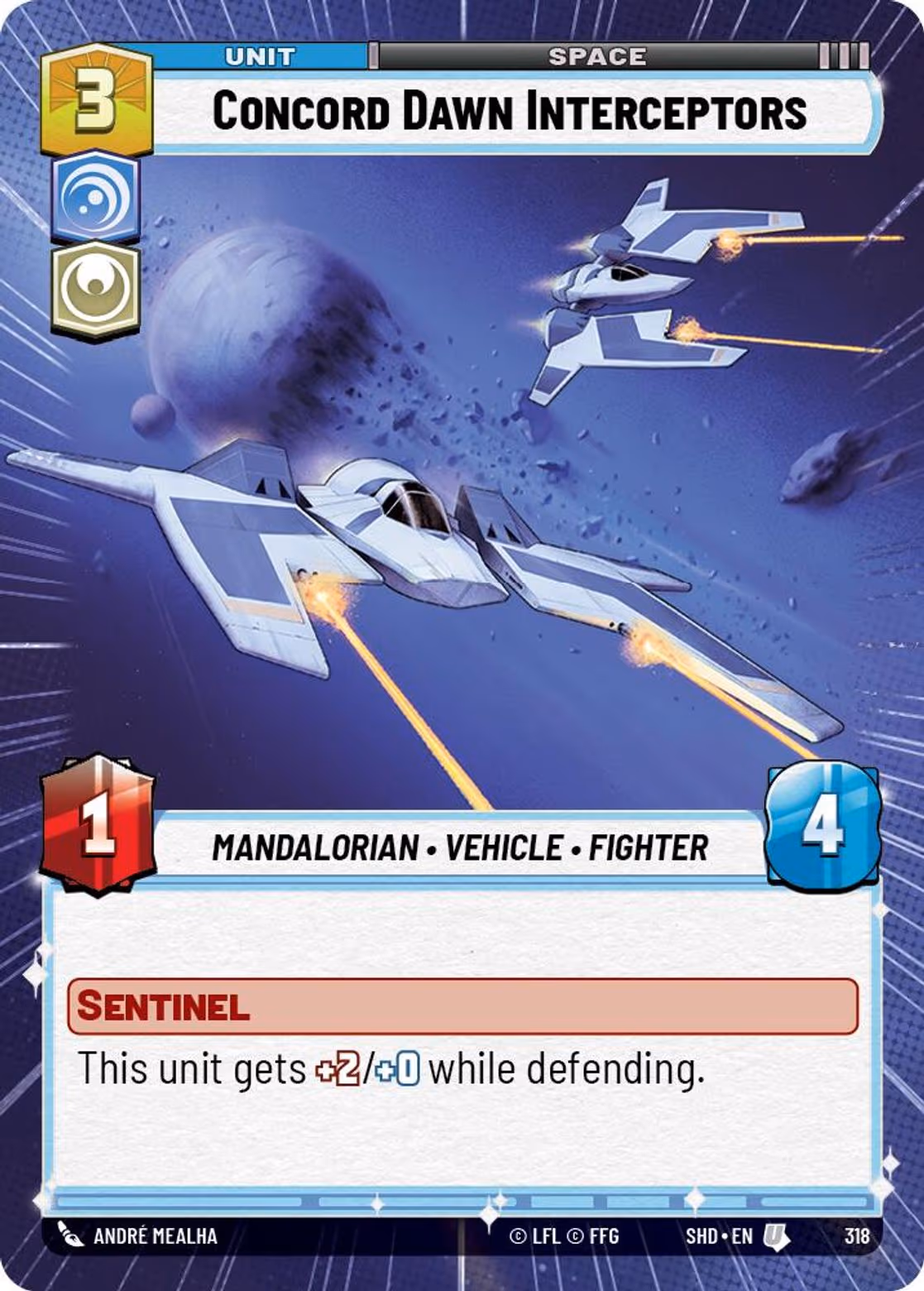 Concord Dawn Interceptors SHD-318 Hyperspace Star Wars Unlimited card