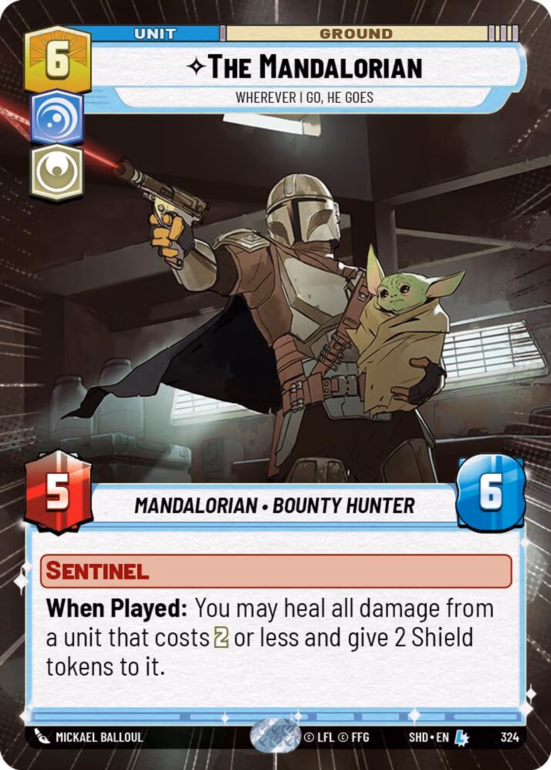The Mandalorian - Wherever I Go, He Goes SHD-324 Hyperspace Star Wars Unlimited card