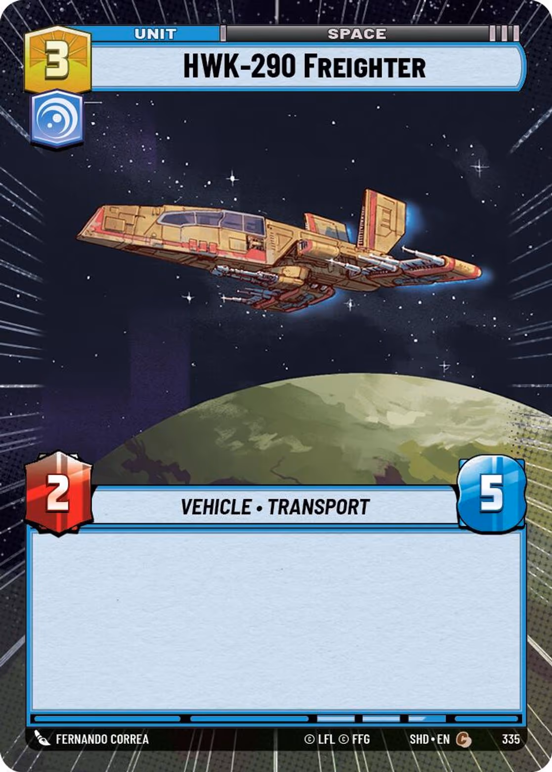 HWK-290 Freighter SHD-335 Hyperspace Star Wars Unlimited card
