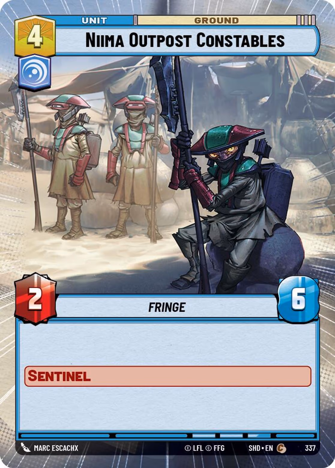 Niima Outpost Constables SHD-337 Hyperspace Star Wars Unlimited card