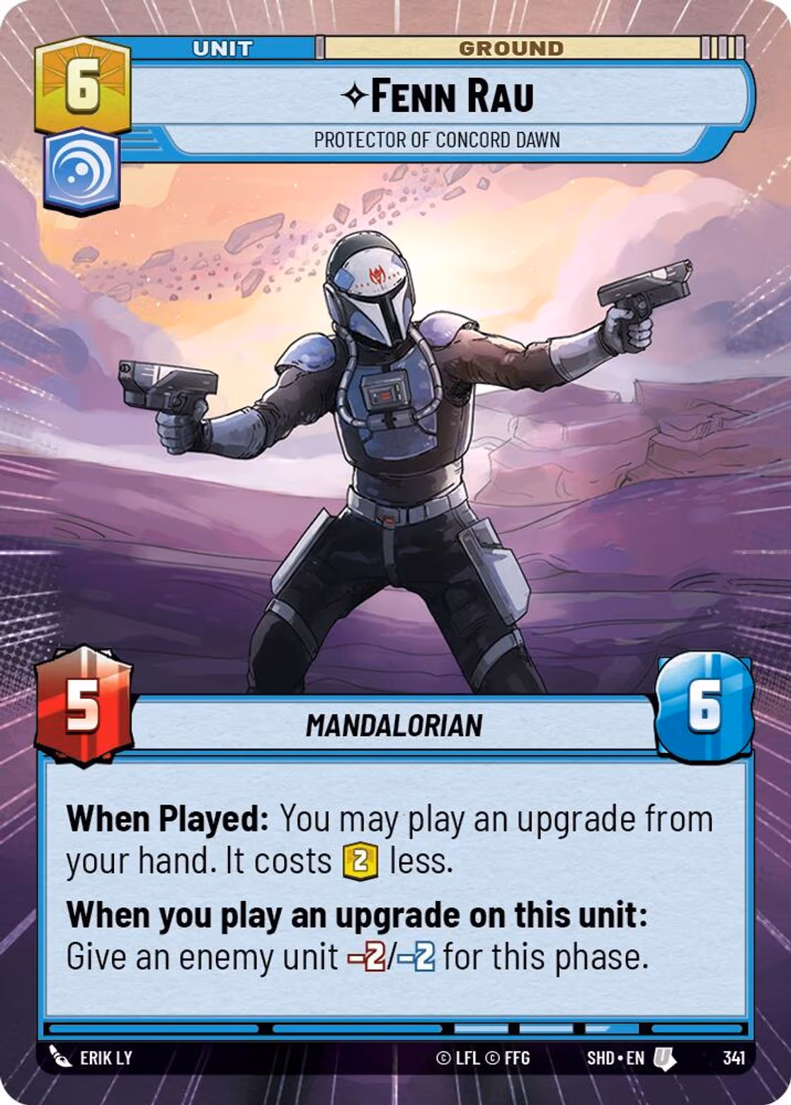 Fenn Rau - Protector of Concord Dawn SHD-341 Hyperspace Star Wars Unlimited card