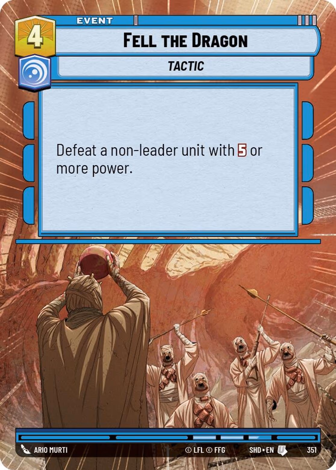 Fell the Dragon SHD-351 Hyperspace Star Wars Unlimited card
