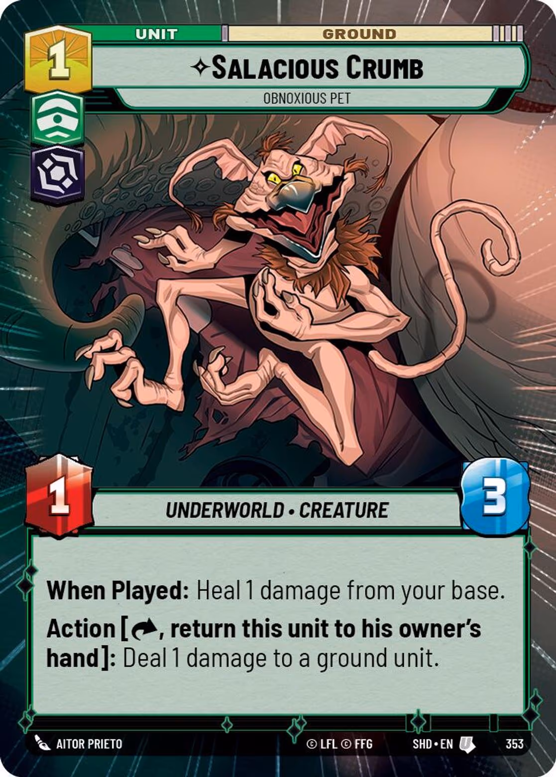 Salacious Crumb - Obnoxious Pet SHD-353 Hyperspace Star Wars Unlimited card