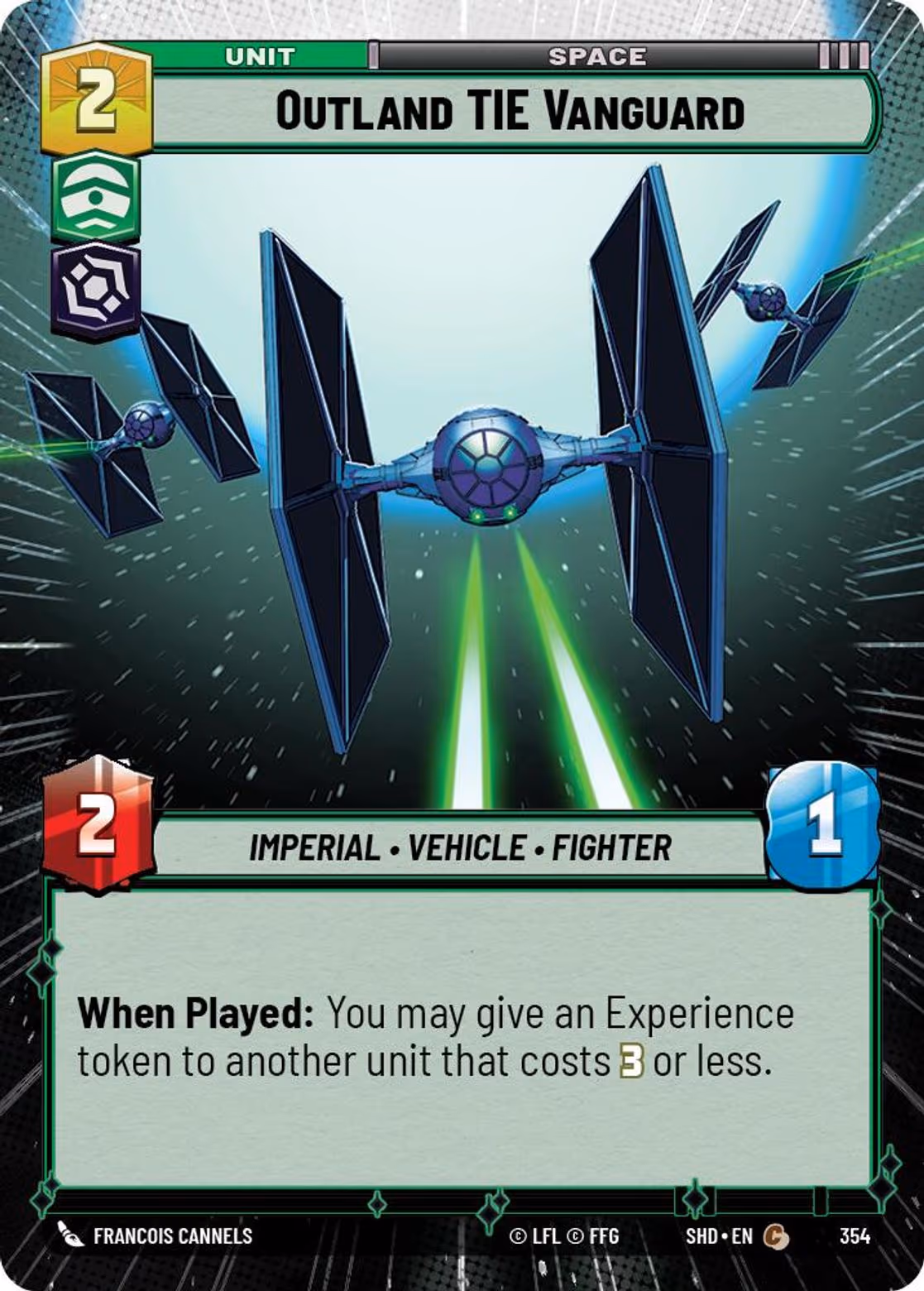 Outland TIE Vanguard SHD-354 Hyperspace Star Wars Unlimited card