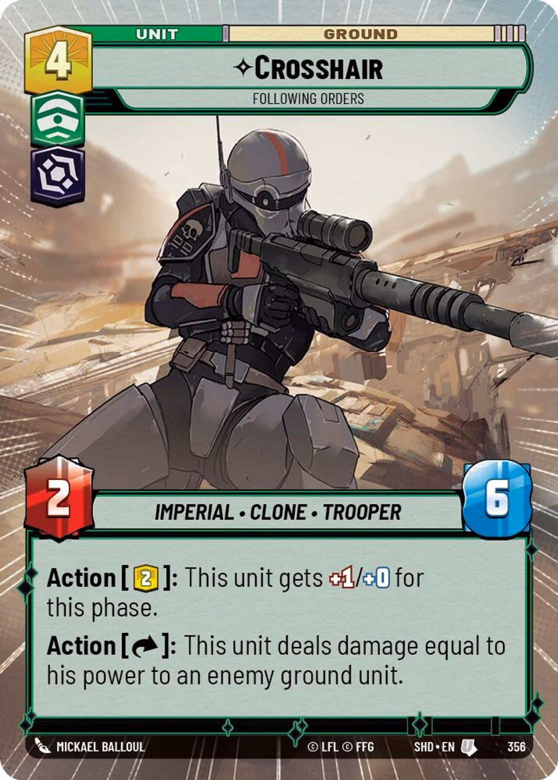 Crosshair - Following Orders SHD-356 Hyperspace Star Wars Unlimited card