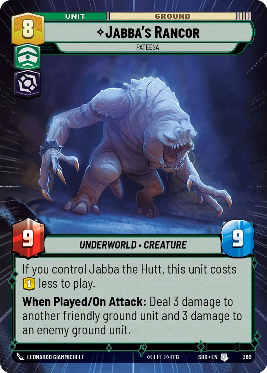 Jabba's Rancor - Pateesa SHD-360 Hyperspace Star Wars Unlimited card