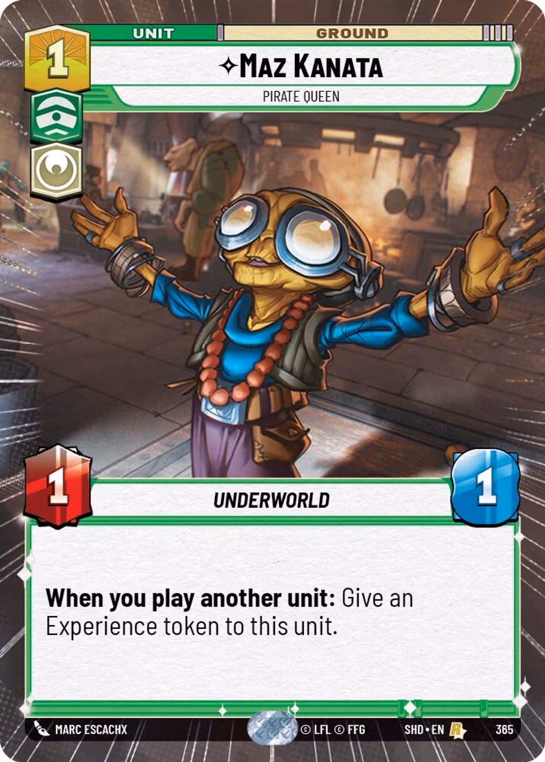 Maz Kanata - Pirate Queen SHD-365 Hyperspace Star Wars Unlimited card