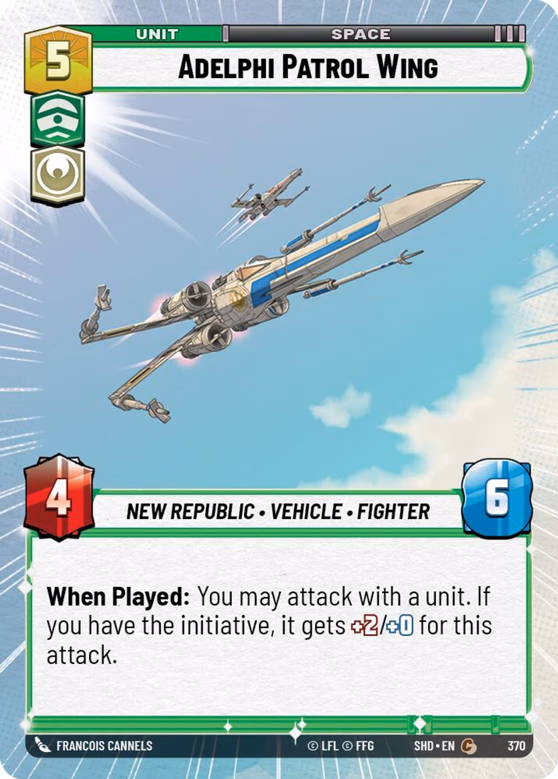 Adelphi Patrol Wing SHD-370 Hyperspace Star Wars Unlimited card