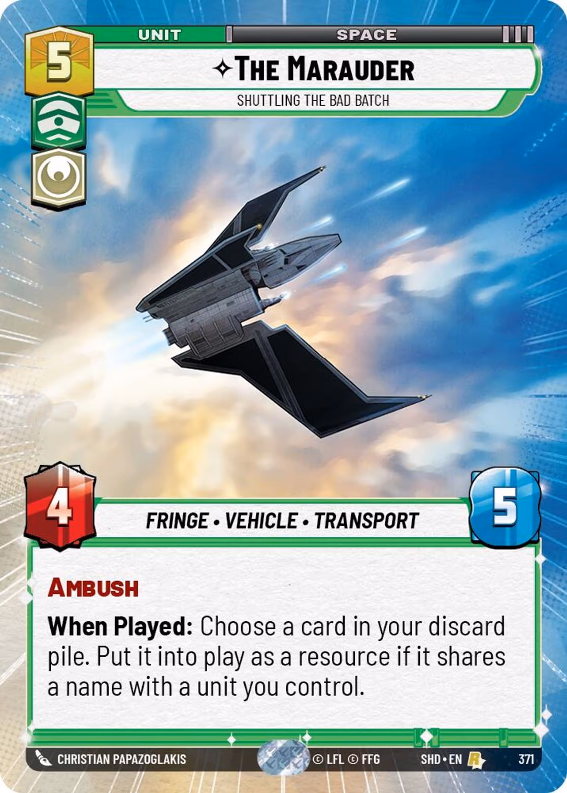 The Marauder - Shuttling the Bad Batch SHD-371 Hyperspace Star Wars Unlimited card