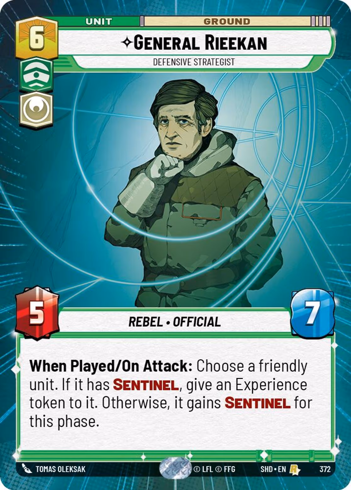General Rieekan - Defensive Strategist SHD-372 Hyperspace Star Wars Unlimited card
