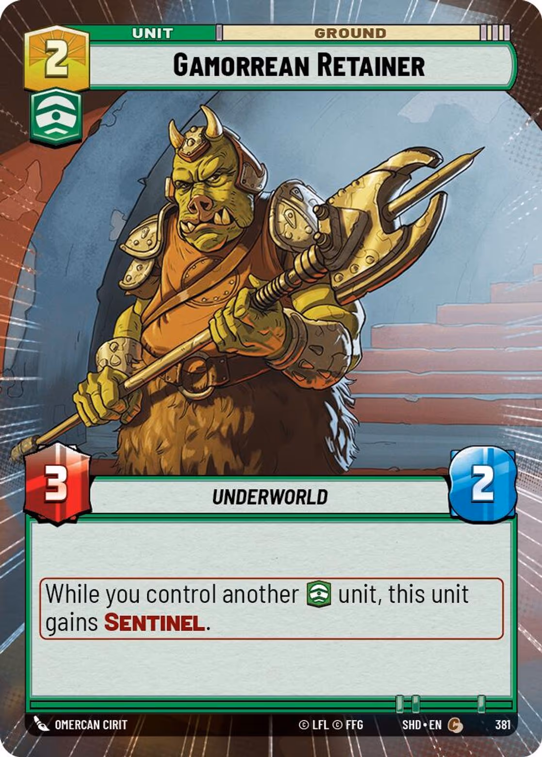 Gamorrean Retainer SHD-381 Hyperspace Star Wars Unlimited card