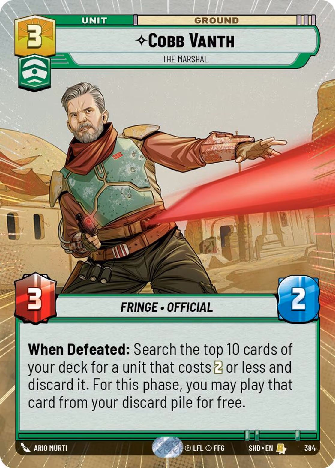 Cobb Vanth - The Marshal SHD-384 Hyperspace Star Wars Unlimited card