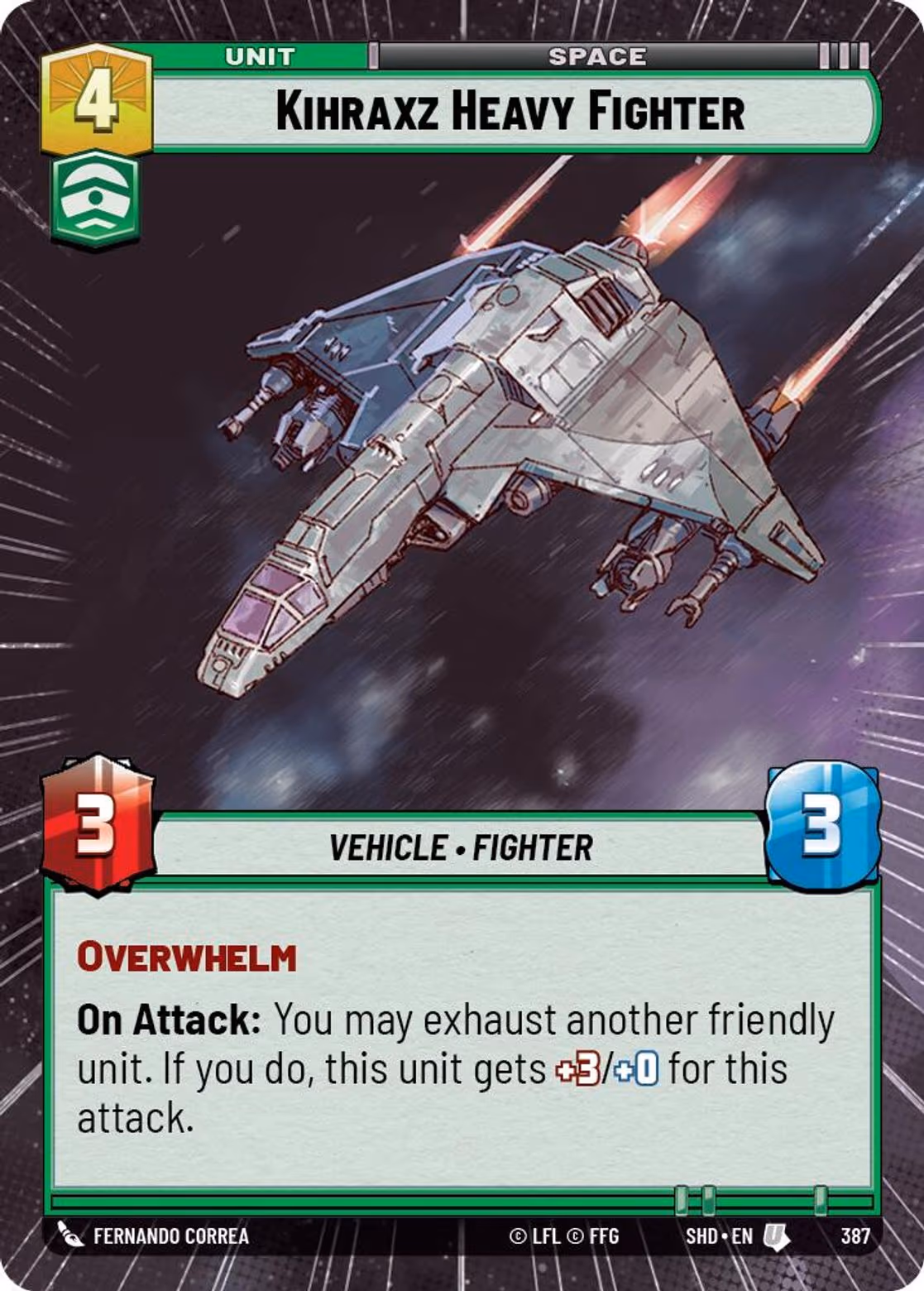 Kihrazx Heavy Fighter SHD-387 Hyperspace Star Wars Unlimited card
