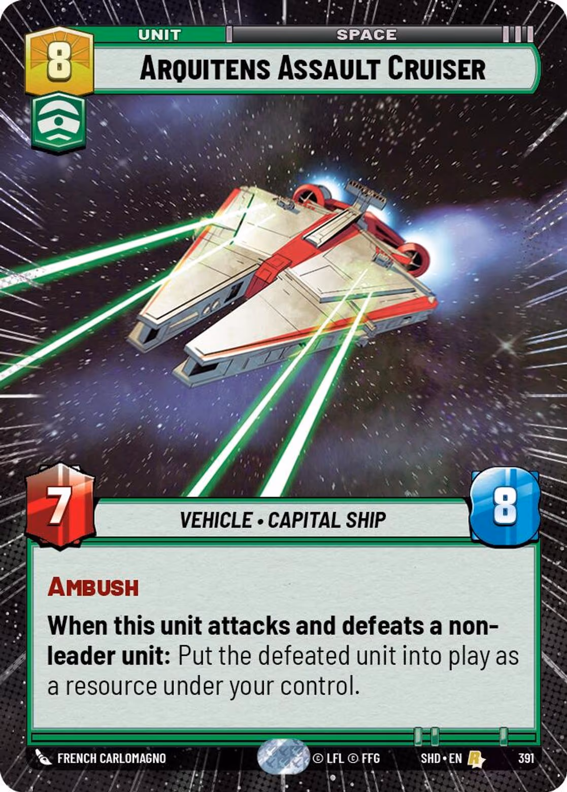 Arquitens Assault Cruiser SHD-391 Hyperspace Star Wars Unlimited card