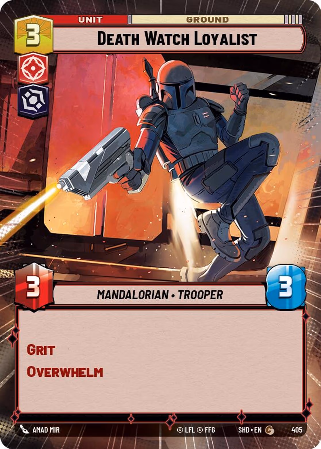 Death Watch Loyalist SHD-405 Hyperspace Star Wars Unlimited card