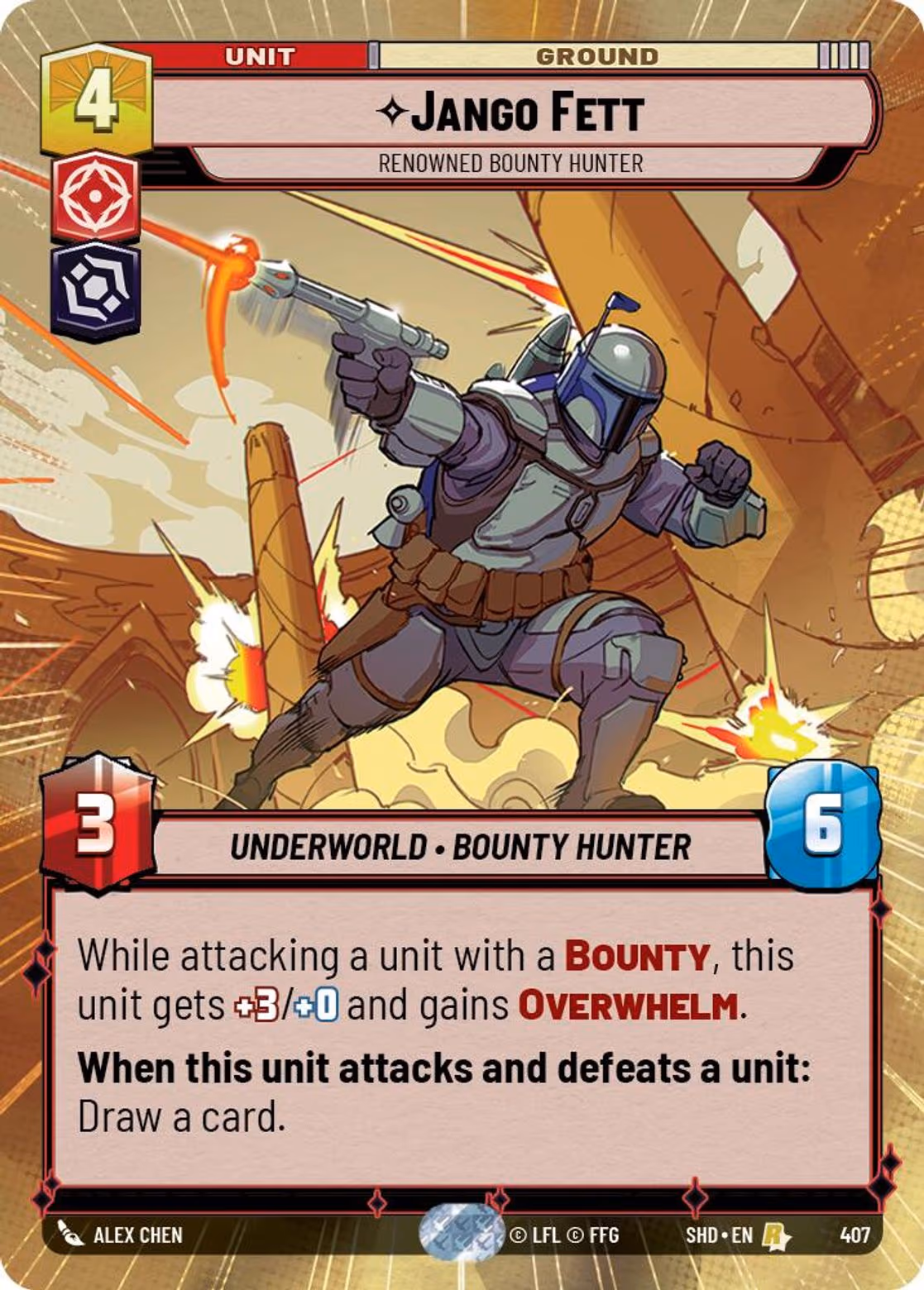 Jango Fett - Renowned Bounty Hunter SHD-407 Hyperspace Star Wars Unlimited card