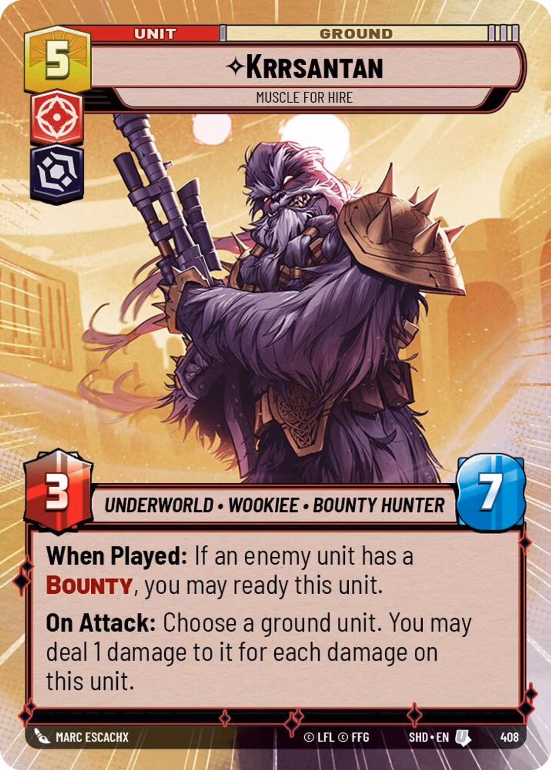 Krrsantan - Muscle for Hire SHD-408 Hyperspace Star Wars Unlimited card