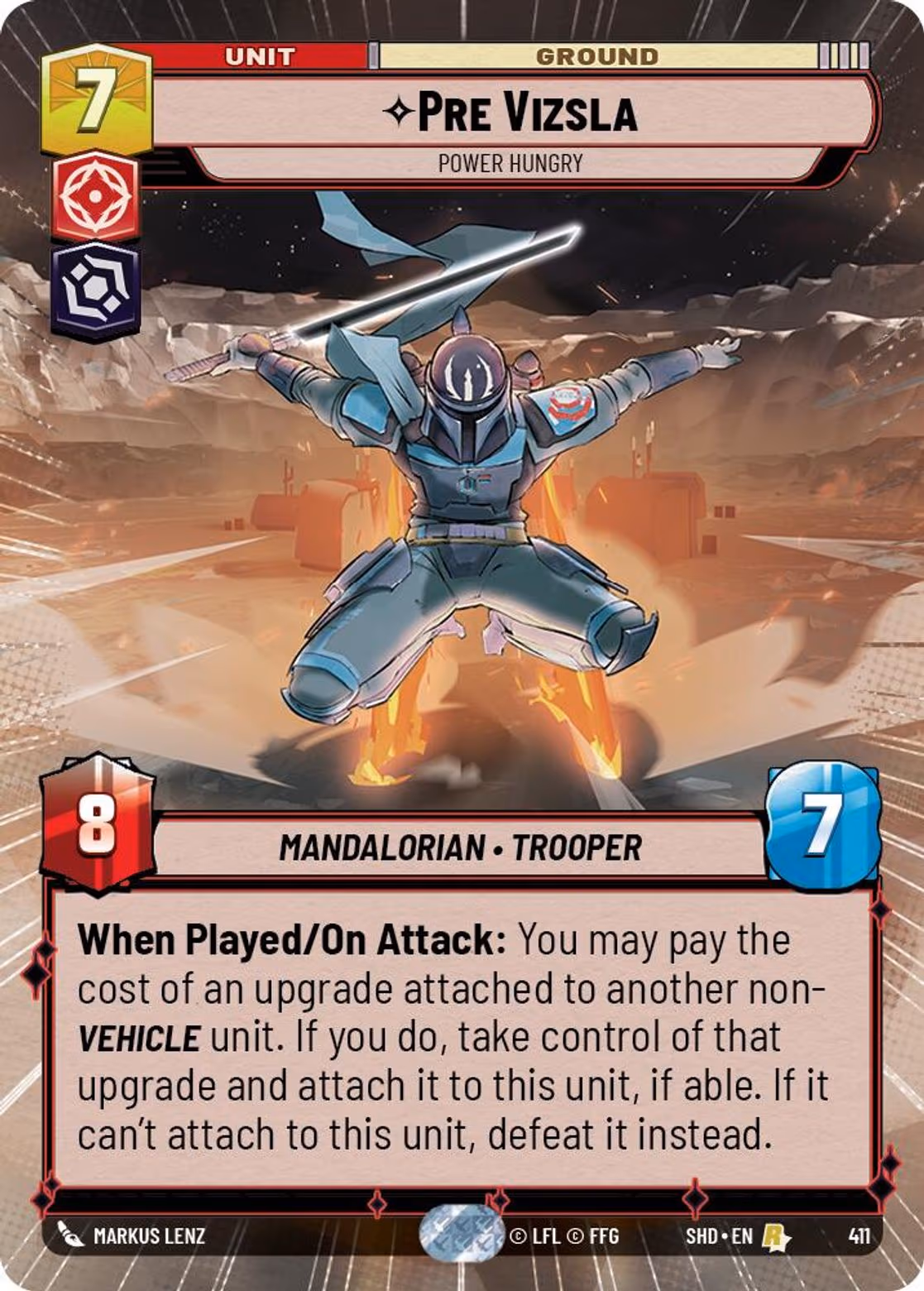 Pre Vizsla - Power Hungry SHD-411 Hyperspace Star Wars Unlimited card