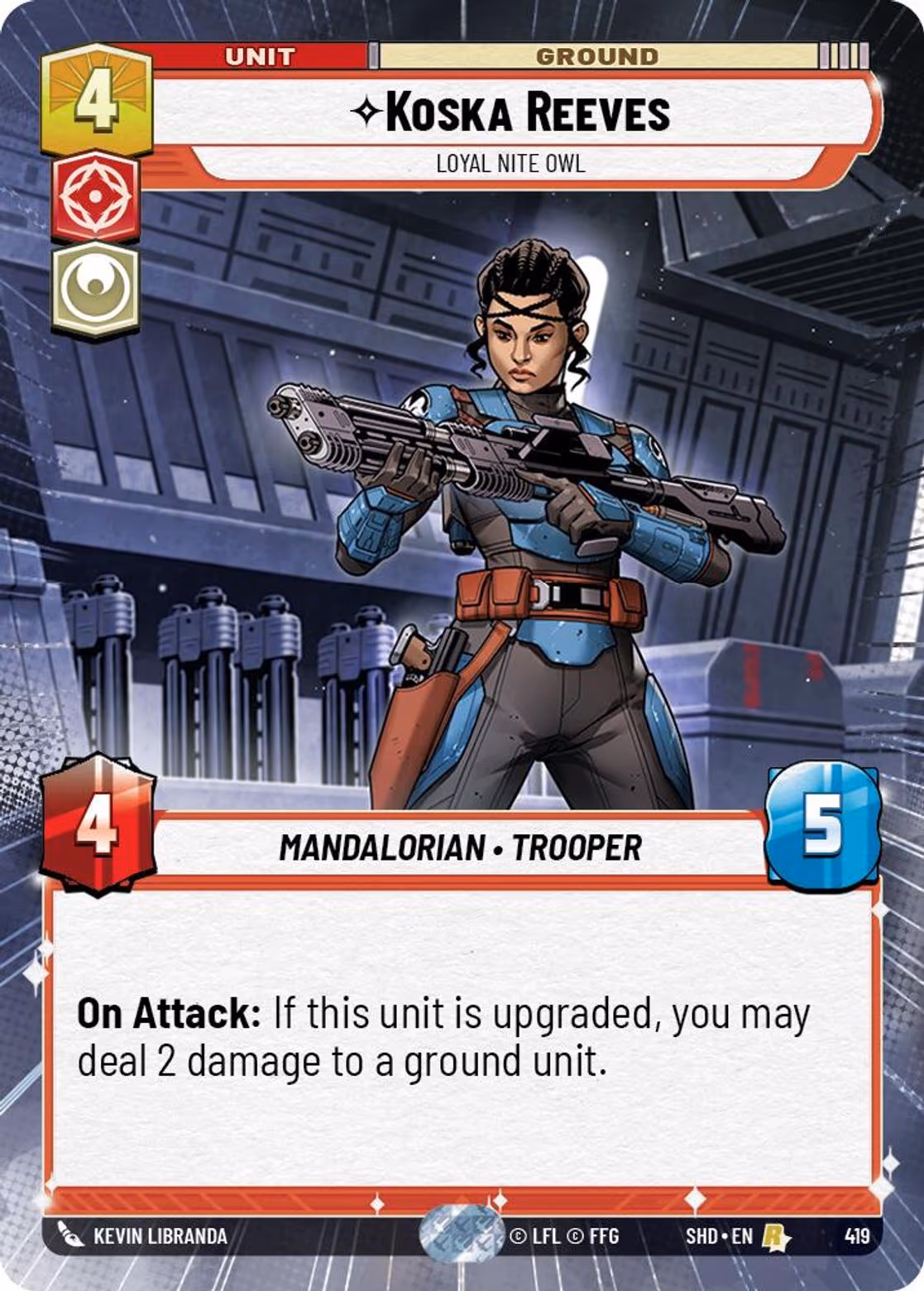 Koska Reeves - Loyal Nite Owl SHD-419 Hyperspace Star Wars Unlimited card