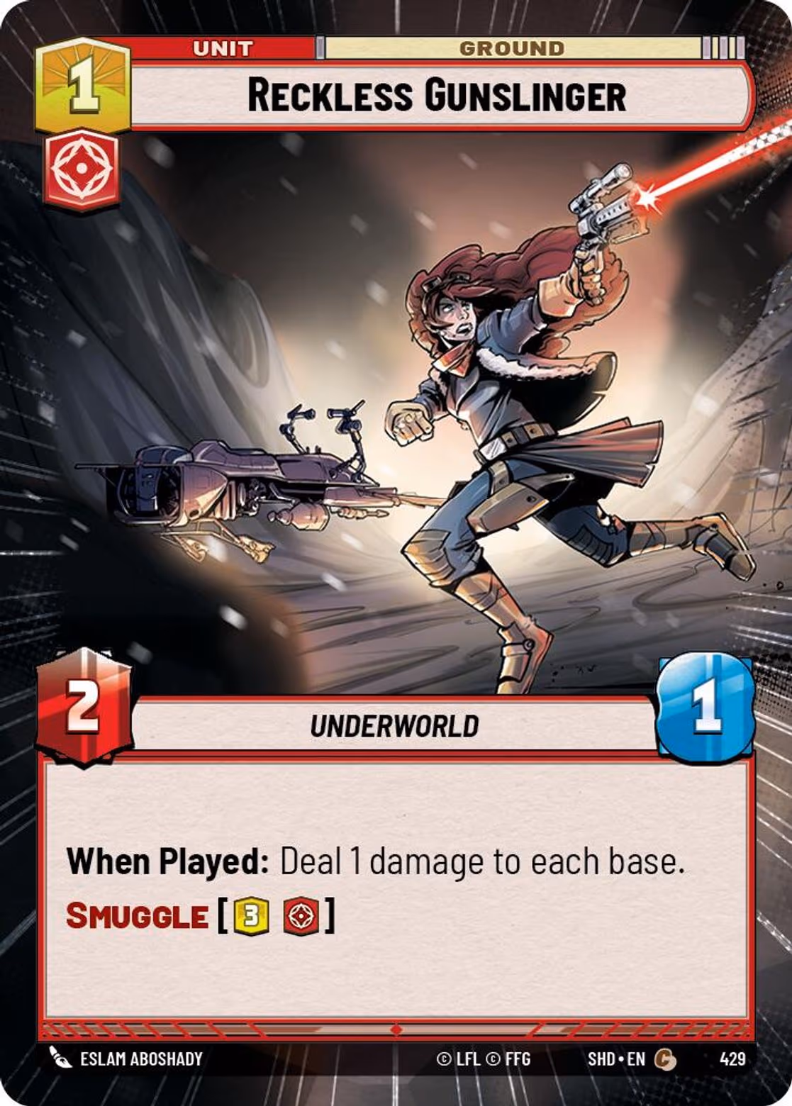 Reckless Gunslinger SHD-429 Hyperspace Star Wars Unlimited card