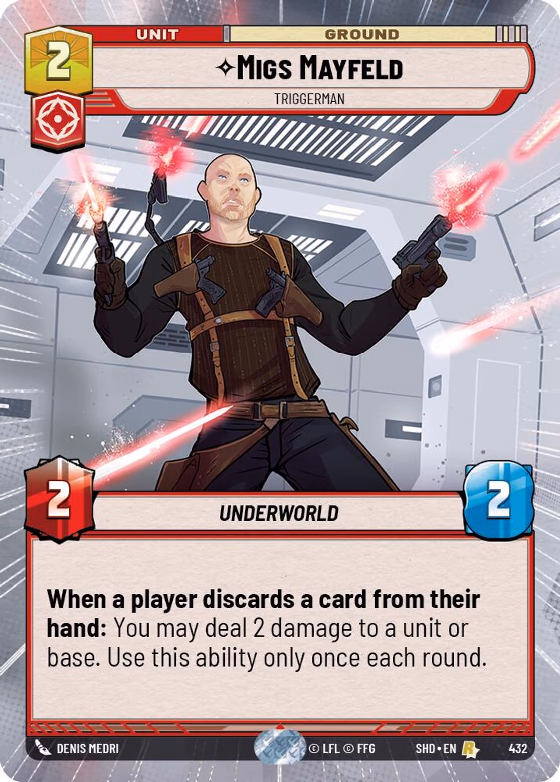 Migs Mayfeld - Triggerman SHD-432 Hyperspace Star Wars Unlimited card