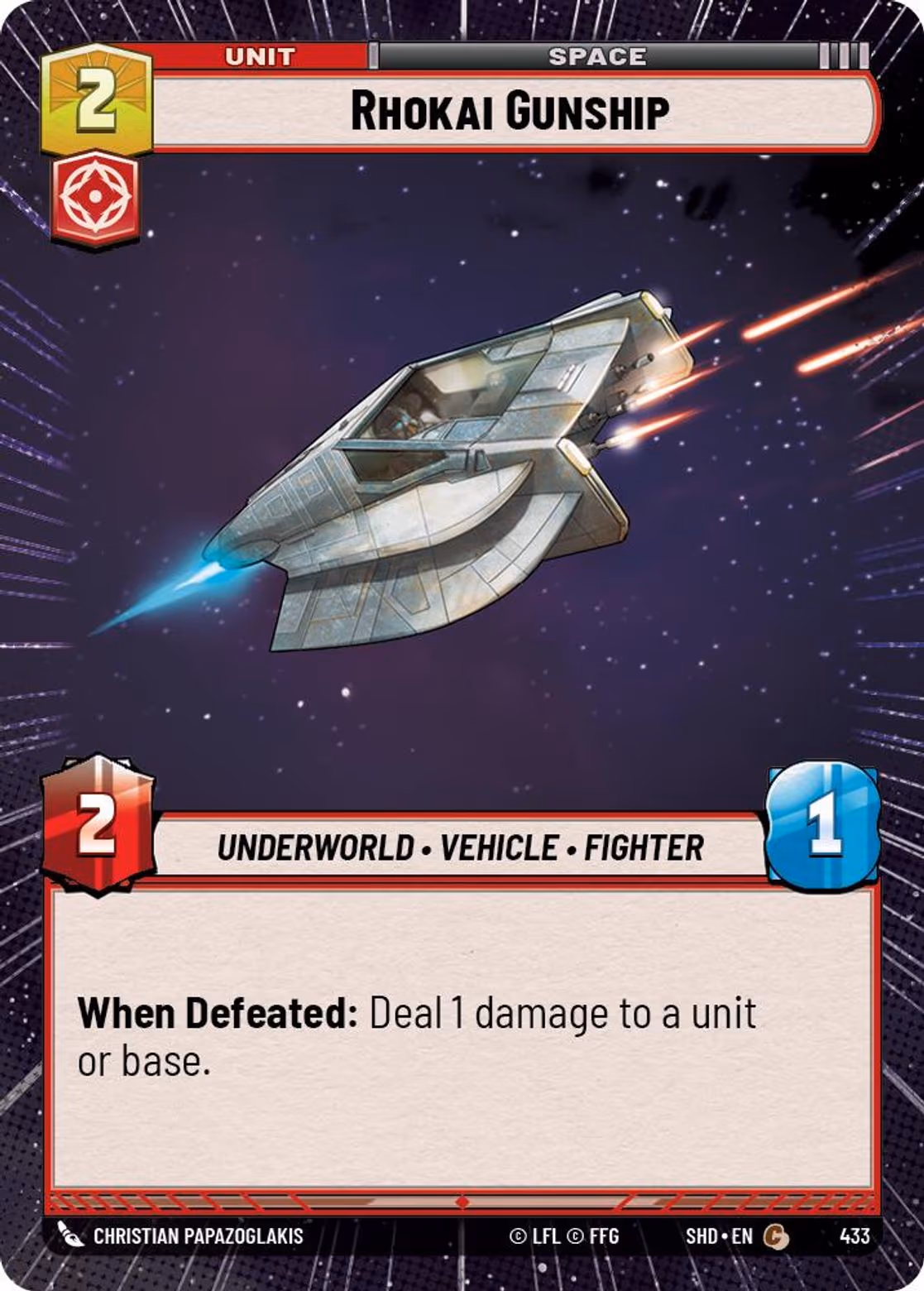 Rhokai Gunship SHD-433 Hyperspace Star Wars Unlimited card