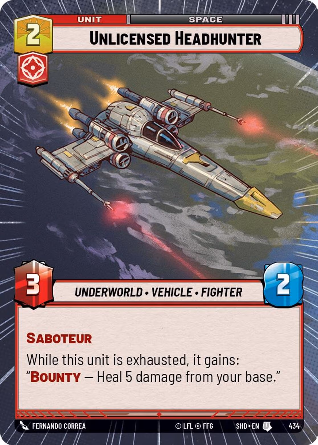 Unlicensed Headhunter SHD-434 Hyperspace Star Wars Unlimited card