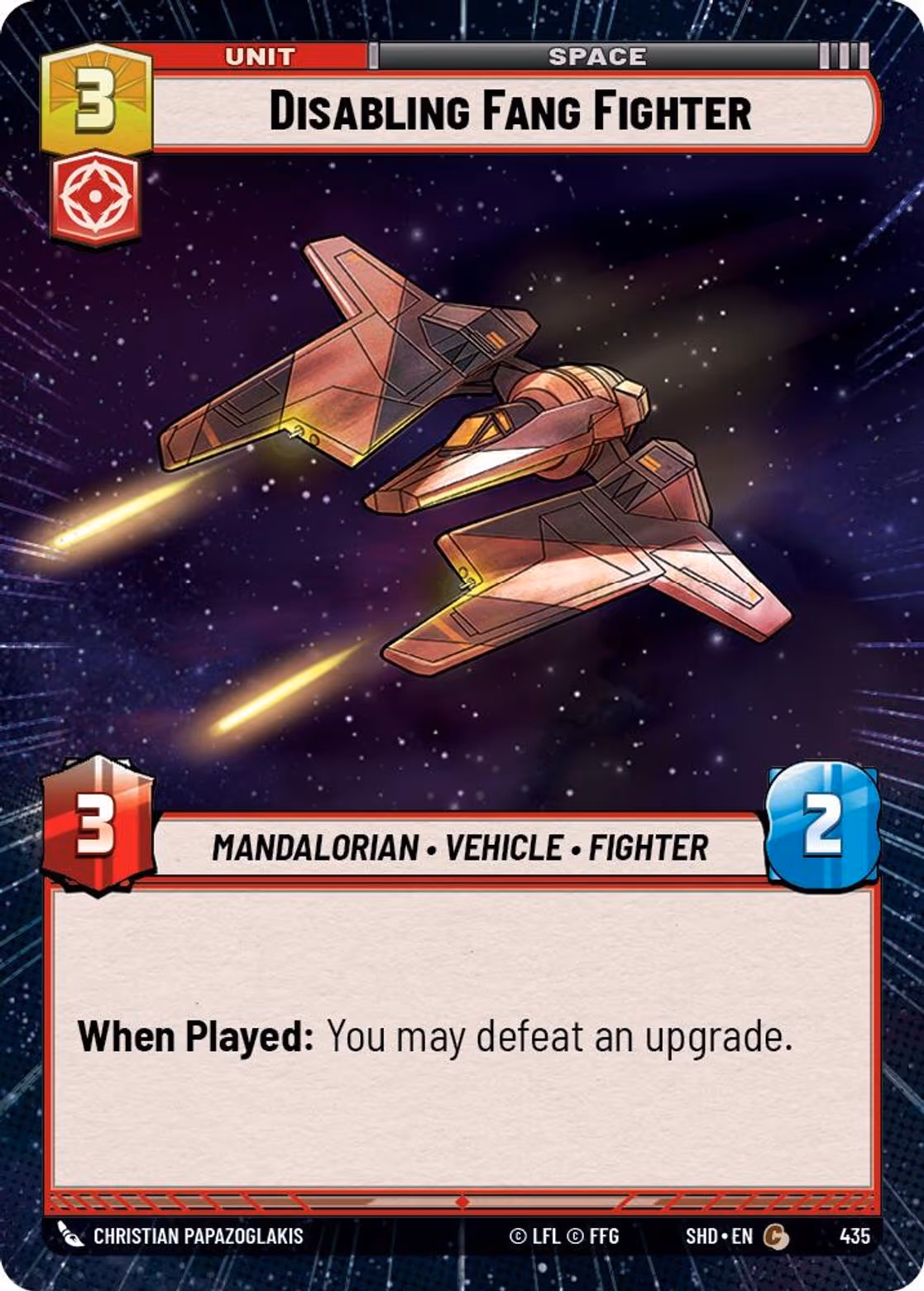Disabling Fang Fighter SHD-435 Hyperspace Star Wars Unlimited card