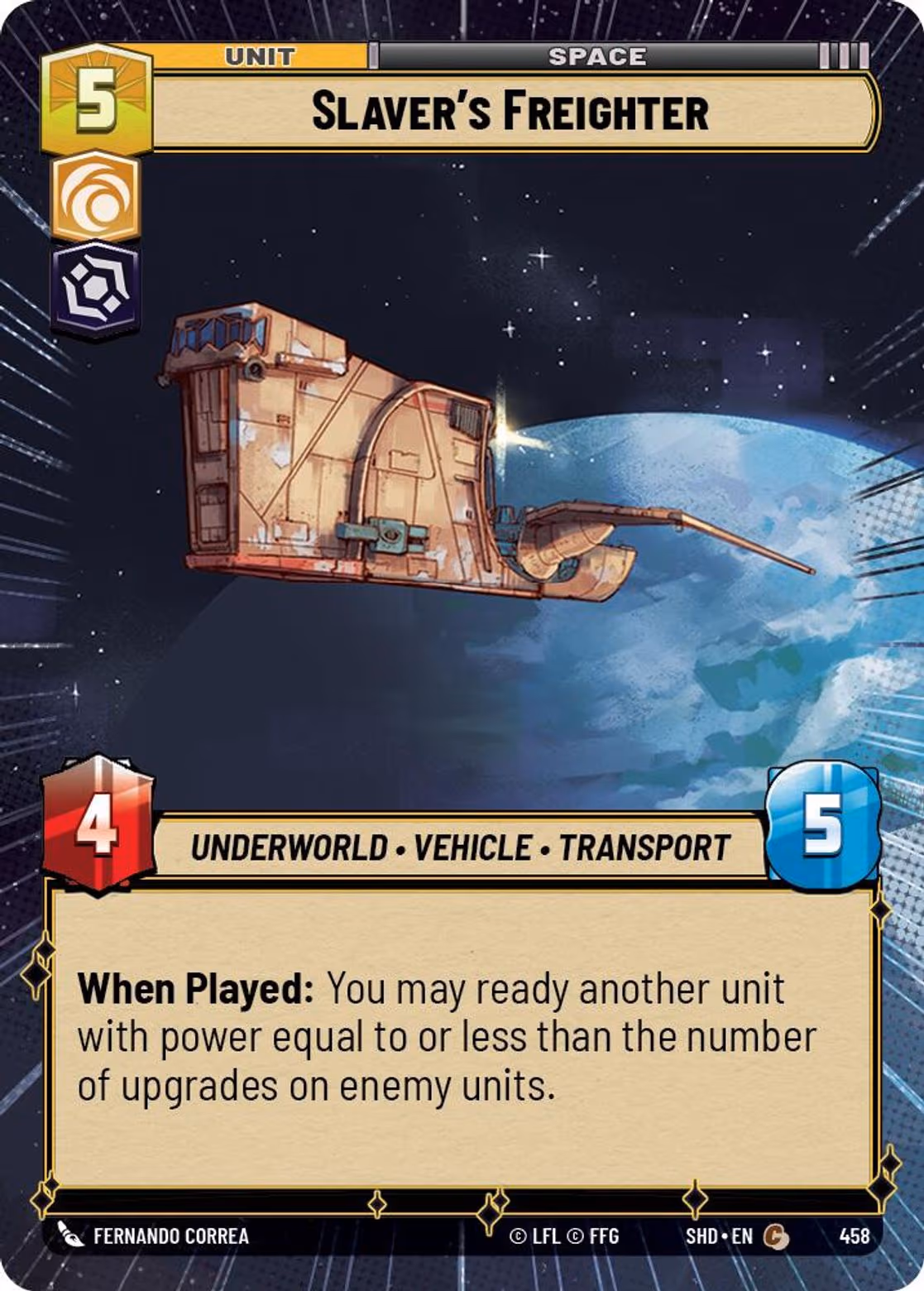 Slaver's Freighter SHD-458 Hyperspace Star Wars Unlimited card