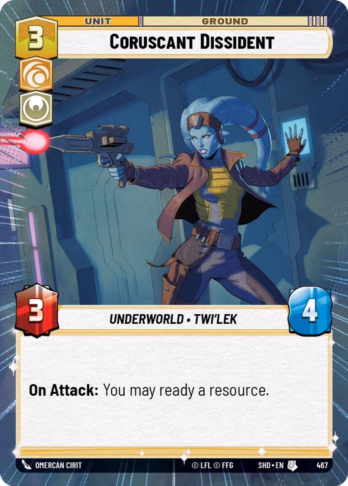 Coruscant Dissident SHD-467 Hyperspace Star Wars Unlimited card