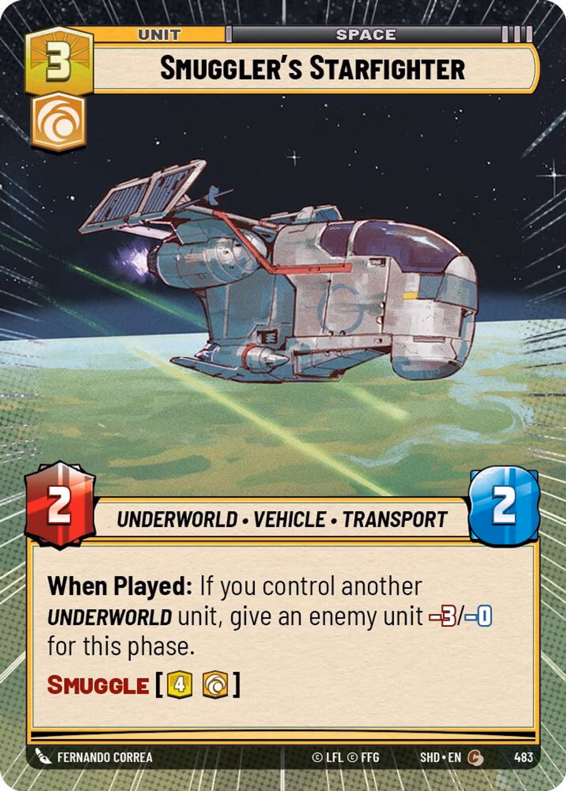 Smuggler's Starfighter SHD-483 Hyperspace Star Wars Unlimited card