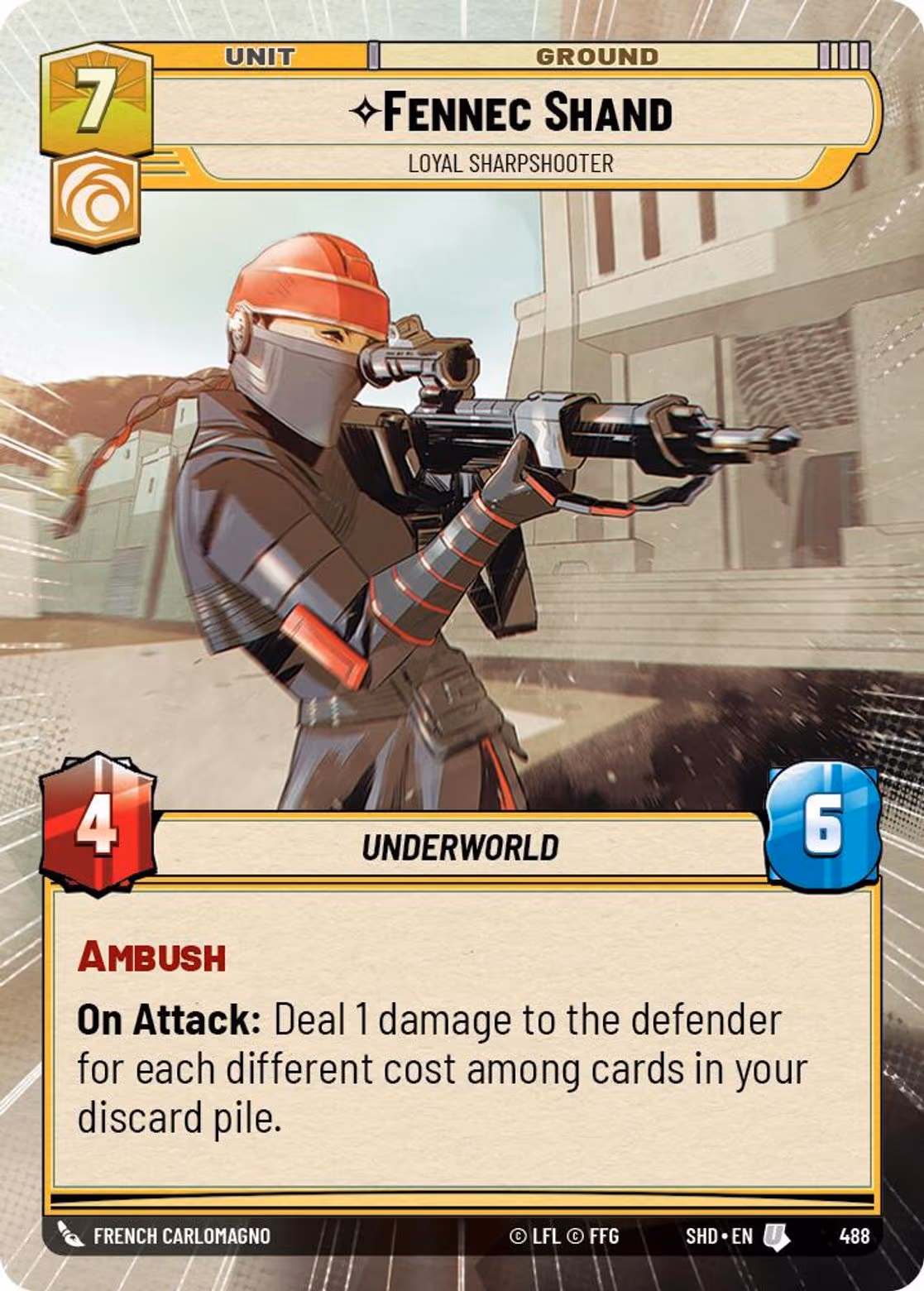 Fennec Shand - Loyal Sharpshooter SHD-488 Hyperspace Star Wars Unlimited card
