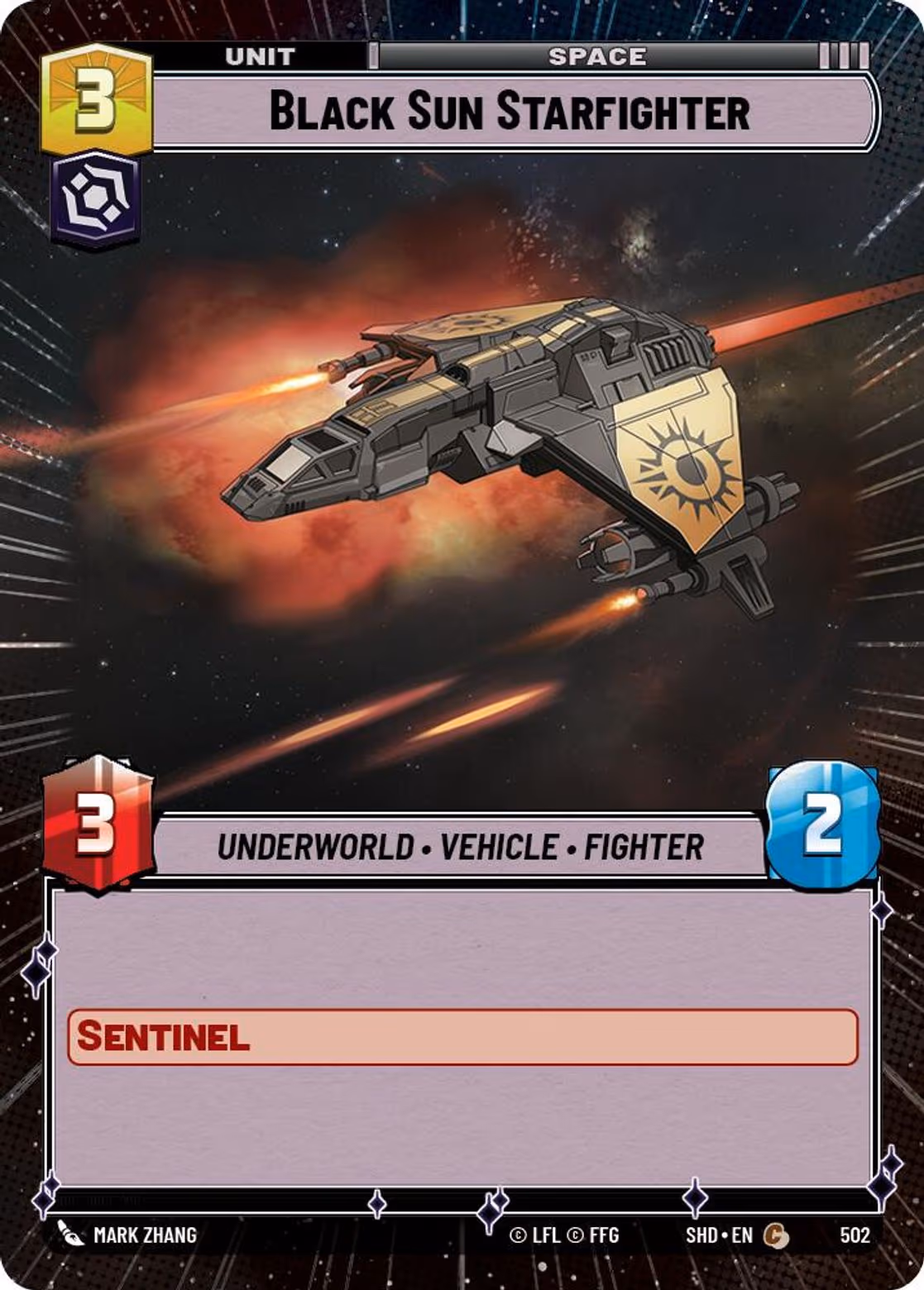 Black Sun Starfighter SHD-502 Hyperspace Star Wars Unlimited card