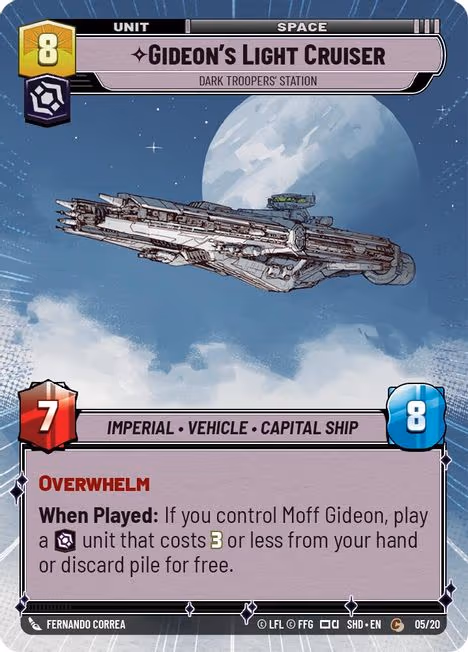 Gideon's Light Cruiser - Dark Troopers' Station SHDOP-05 Star Wars Unlimited card