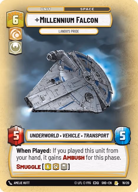 Millennium Falcon - Lando's Pride SHDOP-16 Star Wars Unlimited card