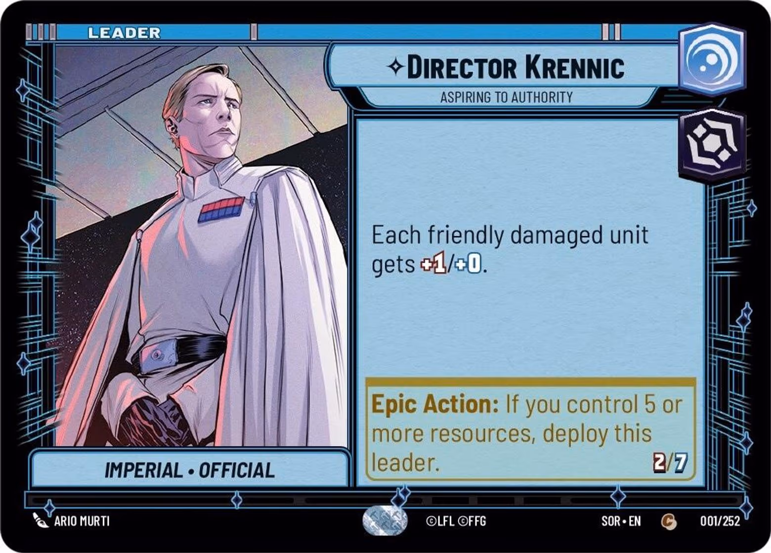 Director Krennic - Aspiring to Authority SOR-001 Star Wars Unlimited card