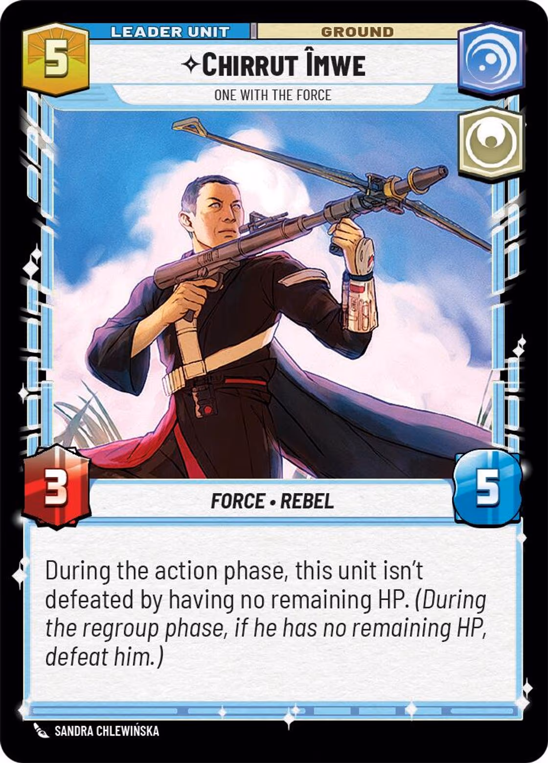 Chirrut Îmwe - One With the Force SOR-004 Star Wars Unlimited card (back face)
