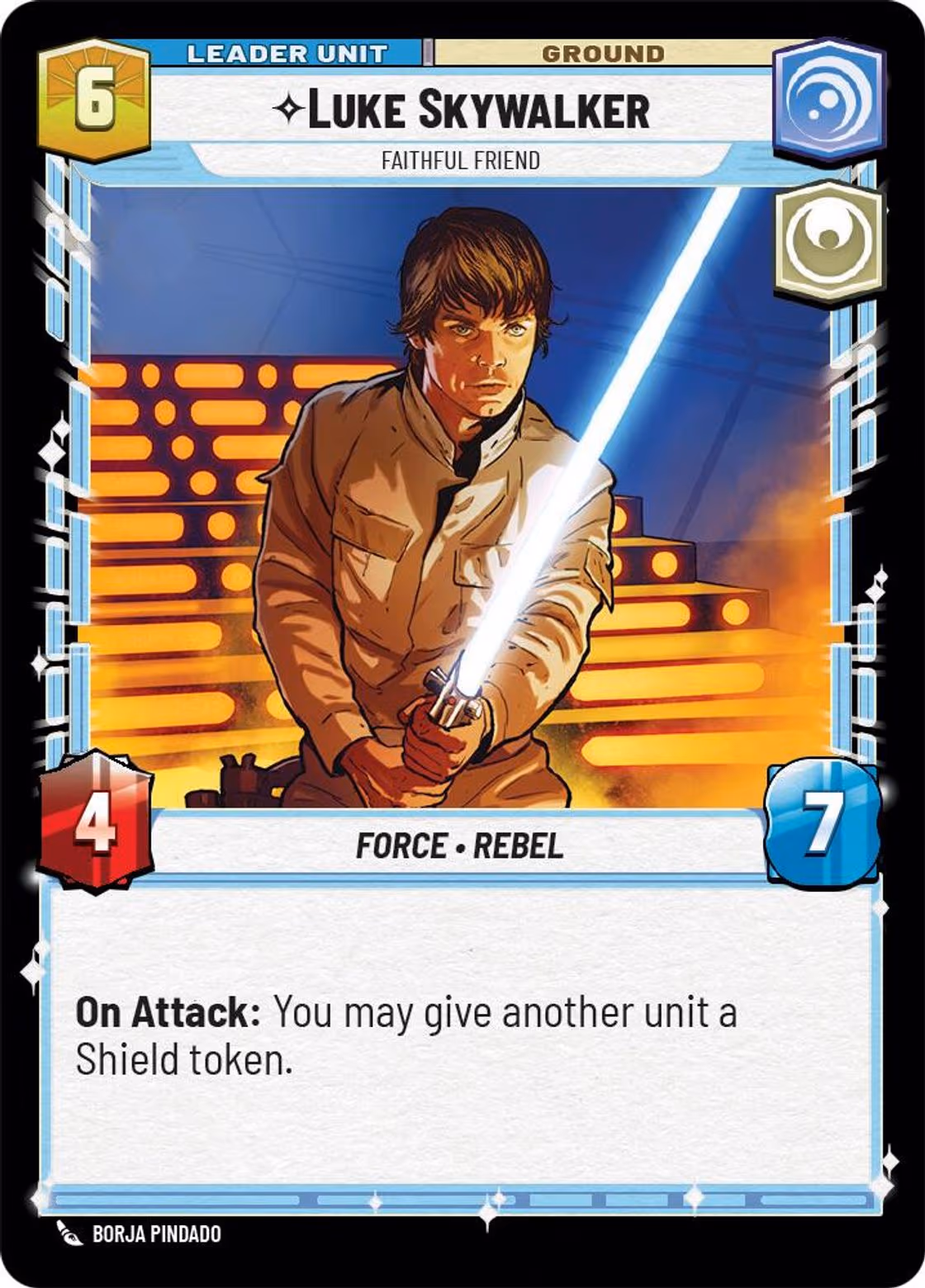Luke Skywalker - Faithful Friend SOR-005 Star Wars Unlimited card (back face)