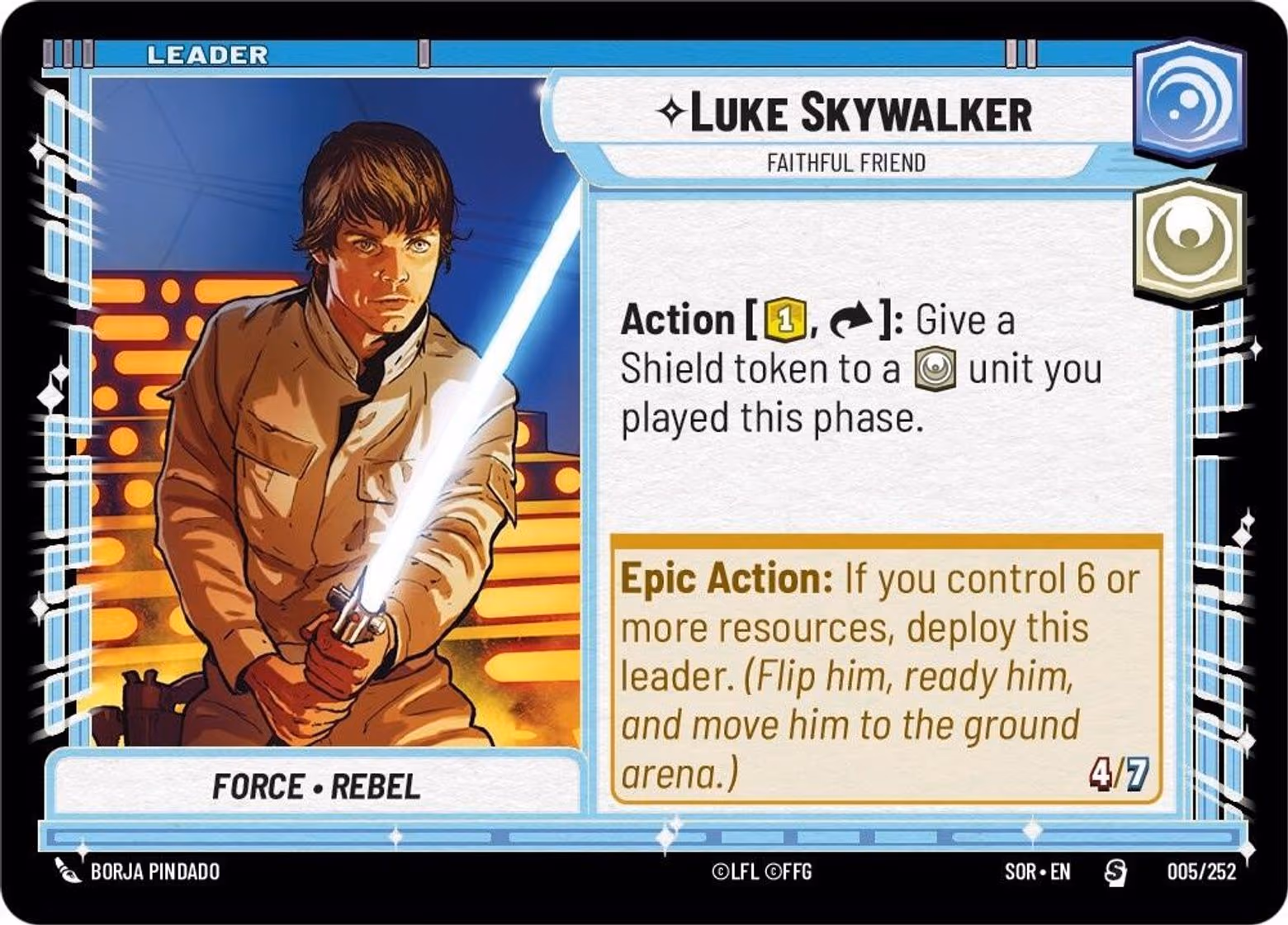 Luke Skywalker - Faithful Friend SOR-005 Star Wars Unlimited card