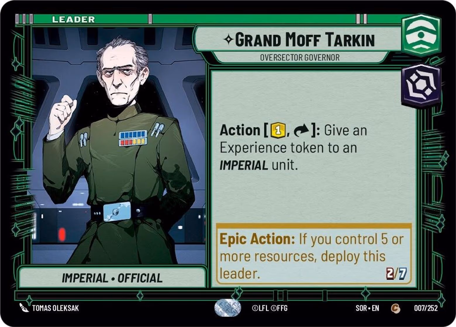 Grand Moff Tarkin - Oversector Governor SOR-007 Star Wars Unlimited card