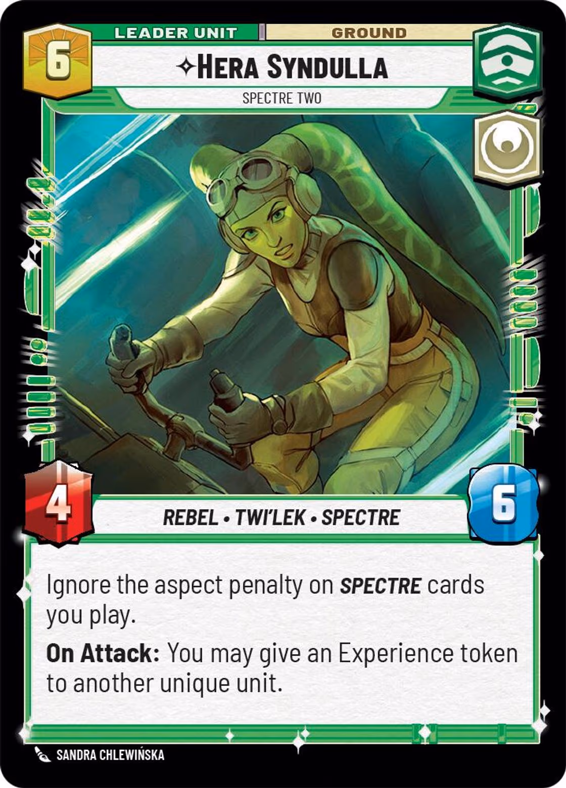 Hera Syndulla - Spectre Two SOR-008 Star Wars Unlimited card (back face)