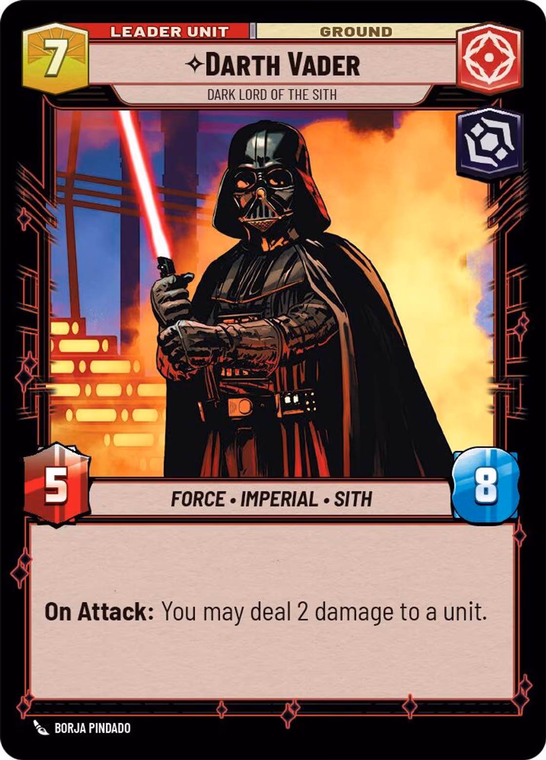 Darth Vader - Dark Lord of the Sith SOR-010 Star Wars Unlimited card (back face)