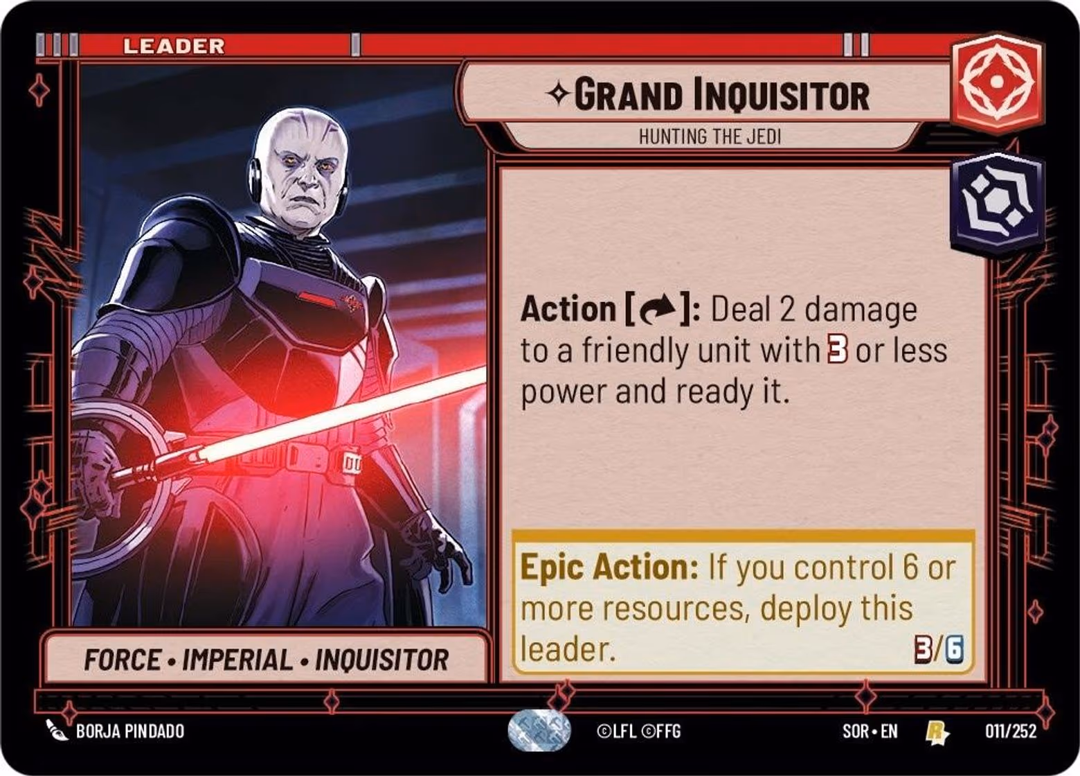 Grand Inquisitor - Hunting The Jedi SOR-011 Star Wars Unlimited card