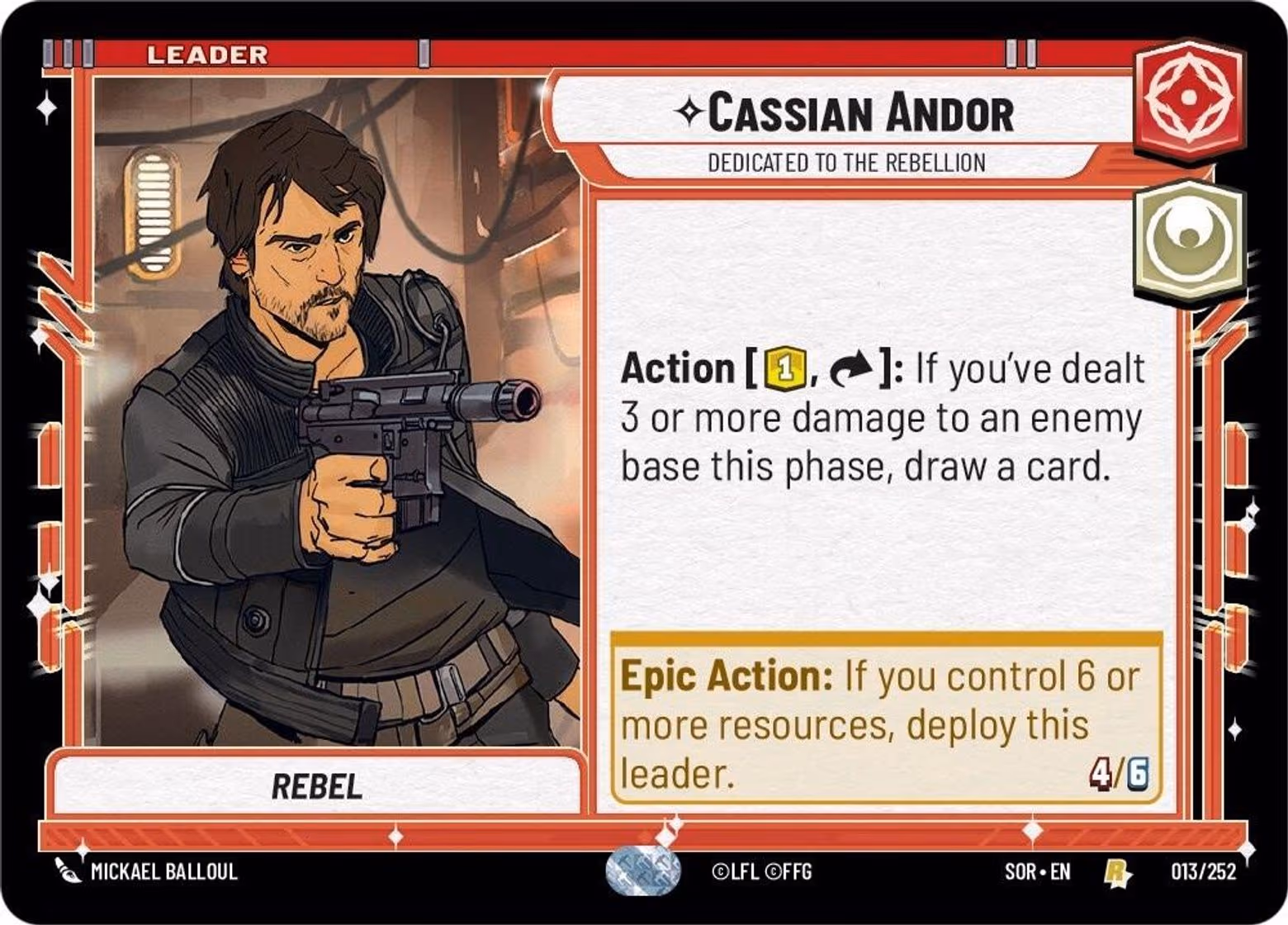 Cassian Andor - Dedicated to the Rebellion SOR-013 Star Wars Unlimited card