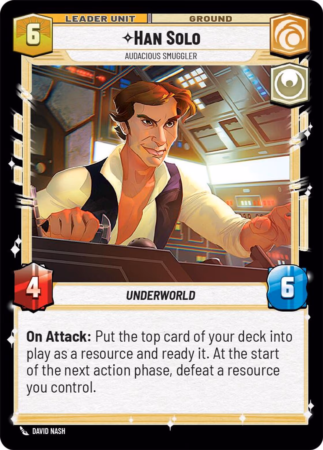 Han Solo - Audacious Smuggler SOR-017 Star Wars Unlimited card (back face)