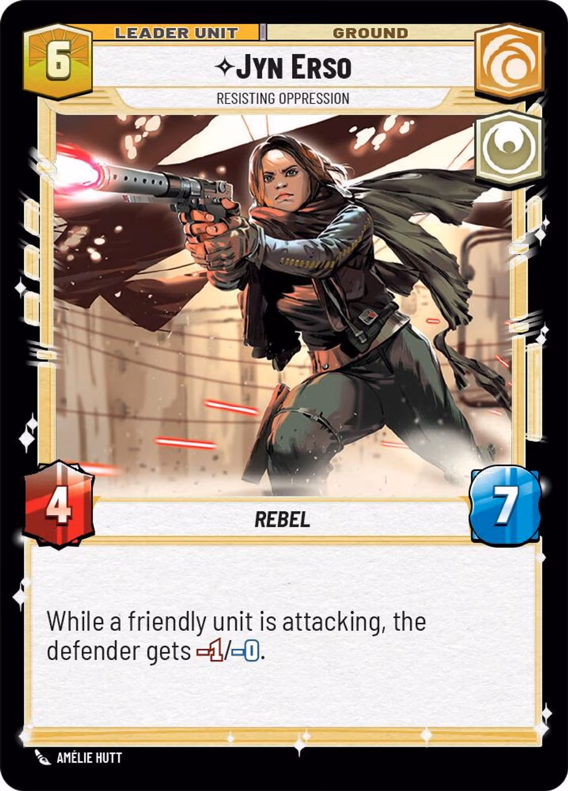 Jyn Erso - Resisting Oppression SOR-018 Star Wars Unlimited card (back face)